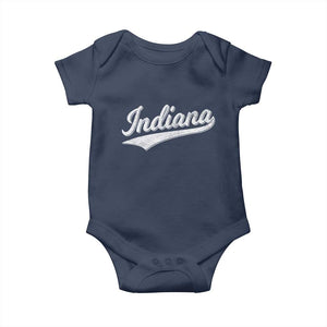 Vintage Indiana Retro Throwback Distressed Baby Onesie Retro Classic IN State Pride TS02 Navy Print Your Wear