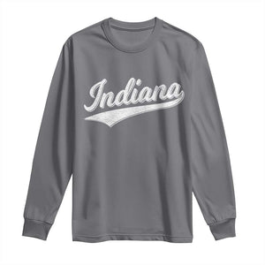 Vintage Indiana Retro Throwback Distressed Long Sleeve Shirt Retro Classic IN State Pride TS02 Charcoal Print Your Wear