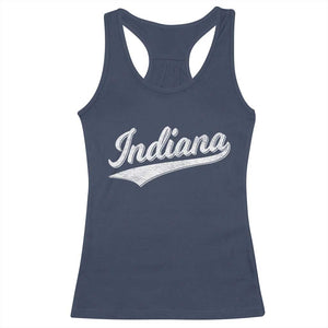 Vintage Indiana Retro Throwback Distressed Racerback Tank Top Retro Classic IN State Pride TS02 Navy Print Your Wear