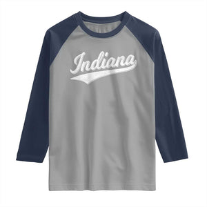 Vintage Indiana Retro Throwback Distressed Raglan Shirt Retro Classic IN State Pride TS02 Sport Gray Navy Print Your Wear