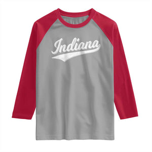 Vintage Indiana Retro Throwback Distressed Raglan Shirt Retro Classic IN State Pride TS02 Sport Gray Red Print Your Wear