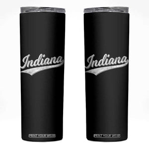 Vintage Indiana Retro Throwback Distressed Skinny Tumbler Retro Classic IN State Pride TS02 Black Print Your Wear