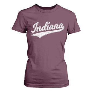 Vintage Indiana Retro Throwback Distressed T Shirt For Women Retro Classic IN State Pride TS02 Maroon Print Your Wear