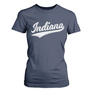 Vintage Indiana Retro Throwback Distressed T Shirt For Women Retro Classic IN State Pride TS02 Navy Print Your Wear