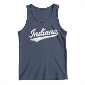 Vintage Indiana Retro Throwback Distressed Tank Top Retro Classic IN State Pride TS02 Navy Print Your Wear
