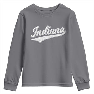 Vintage Indiana Retro Throwback Distressed Youth Sweatshirt Retro Classic IN State Pride TS02 Charcoal Print Your Wear