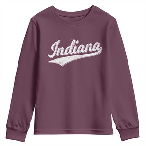 Vintage Indiana Retro Throwback Distressed Youth Sweatshirt Retro Classic IN State Pride TS02 Maroon Print Your Wear