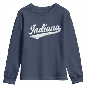 Vintage Indiana Retro Throwback Distressed Youth Sweatshirt Retro Classic IN State Pride TS02 Navy Print Your Wear