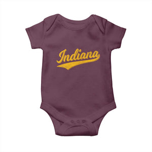 Vintage Indiana Retro Yellow Throwback Distressed Baby Onesie Retro Classic IN State Pride TS02 Maroon Print Your Wear