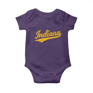 Vintage Indiana Retro Yellow Throwback Distressed Baby Onesie Retro Classic IN State Pride TS02 Purple Print Your Wear