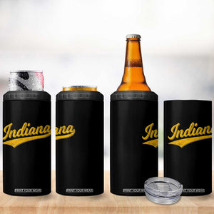 Vintage Indiana Retro Yellow Throwback Distressed 4 in 1 Can Cooler Tumbler Retro Classic IN State Pride TS02 Print Your Wear