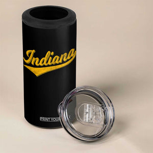 Vintage Indiana Retro Yellow Throwback Distressed 4 in 1 Can Cooler Tumbler Retro Classic IN State Pride TS02 Print Your Wear