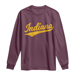 Vintage Indiana Retro Yellow Throwback Distressed Long Sleeve Shirt Retro Classic IN State Pride TS02 Maroon Print Your Wear