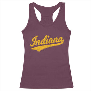 Vintage Indiana Retro Yellow Throwback Distressed Racerback Tank Top Retro Classic IN State Pride TS02 Maroon Print Your Wear