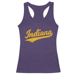 Vintage Indiana Retro Yellow Throwback Distressed Racerback Tank Top Retro Classic IN State Pride TS02 Purple Print Your Wear