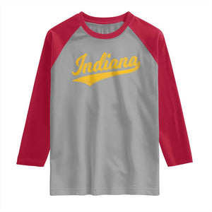 Vintage Indiana Retro Yellow Throwback Distressed Raglan Shirt Retro Classic IN State Pride TS02 Sport Gray Red Print Your Wear