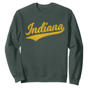 Vintage Indiana Retro Yellow Throwback Distressed Sweatshirt Retro Classic IN State Pride TS02 Dark Forest Green Print Your Wear
