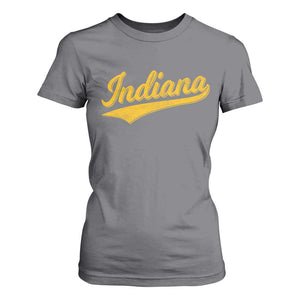 Vintage Indiana Retro Yellow Throwback Distressed T Shirt For Women Retro Classic IN State Pride TS02 Charcoal Print Your Wear