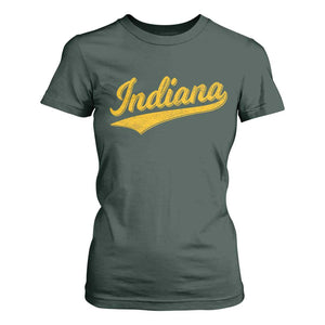 Vintage Indiana Retro Yellow Throwback Distressed T Shirt For Women Retro Classic IN State Pride TS02 Dark Forest Green Print Your Wear