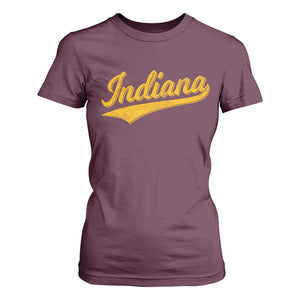 Vintage Indiana Retro Yellow Throwback Distressed T Shirt For Women Retro Classic IN State Pride TS02 Maroon Print Your Wear
