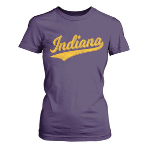 Vintage Indiana Retro Yellow Throwback Distressed T Shirt For Women Retro Classic IN State Pride TS02 Purple Print Your Wear