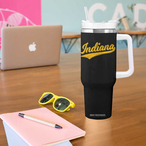 Vintage Indiana Retro Yellow Throwback Distressed Tumbler With Handle Retro Classic IN State Pride TS02 Print Your Wear
