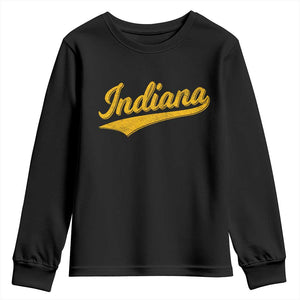 Vintage Indiana Retro Yellow Throwback Distressed Youth Sweatshirt Retro Classic IN State Pride TS02 Black Print Your Wear