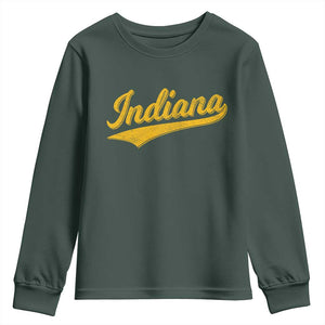 Vintage Indiana Retro Yellow Throwback Distressed Youth Sweatshirt Retro Classic IN State Pride TS02 Dark Forest Green Print Your Wear