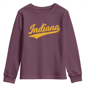 Vintage Indiana Retro Yellow Throwback Distressed Youth Sweatshirt Retro Classic IN State Pride TS02 Maroon Print Your Wear