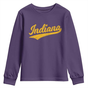 Vintage Indiana Retro Yellow Throwback Distressed Youth Sweatshirt Retro Classic IN State Pride TS02 Purple Print Your Wear