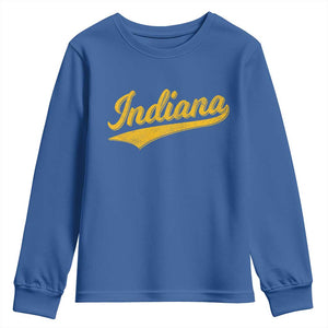 Vintage Indiana Retro Yellow Throwback Distressed Youth Sweatshirt Retro Classic IN State Pride TS02 Royal Blue Print Your Wear
