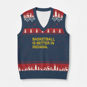 Basketball Is Better in Indiana V-Neck Knit Sweater Vest Bold Yellow Statement Hoosier Hoops Fans TS02 Navy Red Print Your Wear
