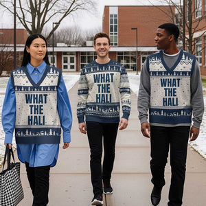 What The Hali V-Neck Knit Sweater Vest Indiana Hoosier Funny Basketball Overrated TS02 Beige Navy Print Your Wear