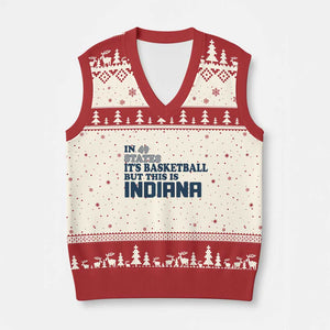 But This Is Indiana V-Neck Knit Sweater Vest In 49 States Its Basketball Hoosier Pride TS02 Beige Red Print Your Wear