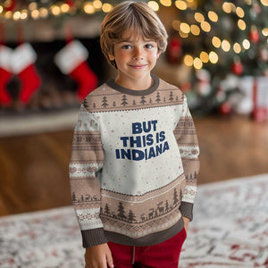 But This Is Indiana Ugly Christmas Sweater Hoosier Basketball Fans Bold Blue and Gold TS02 Mocha Mousse Print Your Wear