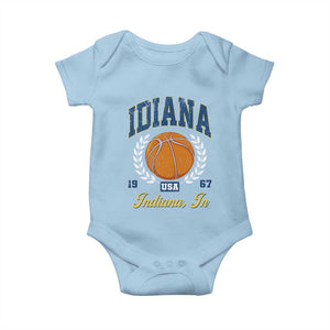 Vintage Indiana Basketball Graphic Baby Onesie Retro 1967 Sports Indianapolis IN Fan TS02 Light Blue Print Your Wear