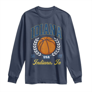 Vintage Indiana Basketball Graphic Long Sleeve Shirt Retro 1967 Sports Indianapolis IN Fan TS02 Navy Print Your Wear