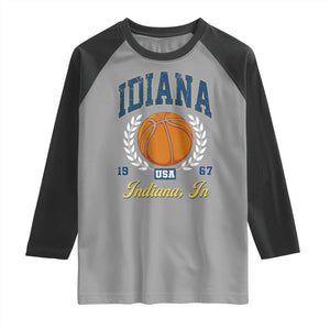 Vintage Indiana Basketball Graphic Raglan Shirt Retro 1967 Sports Indianapolis IN Fan TS02 Sport Gray Black Print Your Wear