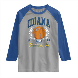 Vintage Indiana Basketball Graphic Raglan Shirt Retro 1967 Sports Indianapolis IN Fan TS02 Sport Gray Royal Print Your Wear