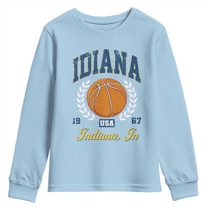 Vintage Indiana Basketball Graphic Youth Sweatshirt Retro 1967 Sports Indianapolis IN Fan TS02 Light Blue Print Your Wear