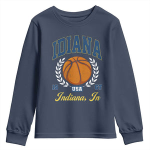 Vintage Indiana Basketball Graphic Youth Sweatshirt Retro 1967 Sports Indianapolis IN Fan TS02 Navy Print Your Wear