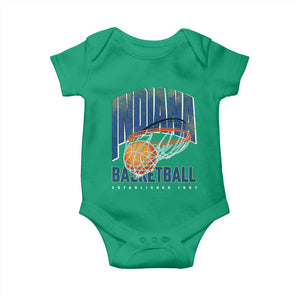 Indiana Basketball Throwback Baby Onesie Retro Hoop Graphic for IN Fans Since 1967 TS02 Irish Green Print Your Wear