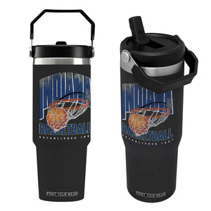 Indiana Basketball Throwback Flip Straw Tumbler Retro Hoop Graphic for IN Fans Since 1967 TS02 One Size: 30 oz Black Print Your Wear