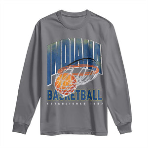 Indiana Basketball Throwback Long Sleeve Shirt Retro Hoop Graphic for IN Fans Since 1967 TS02 Charcoal Print Your Wear