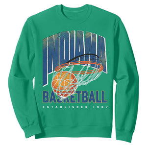 Indiana Basketball Throwback Sweatshirt Retro Hoop Graphic for IN Fans Since 1967 TS02 Irish Green Print Your Wear