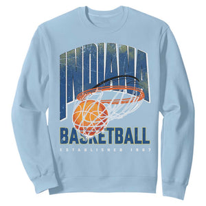 Indiana Basketball Throwback Sweatshirt Retro Hoop Graphic for IN Fans Since 1967 TS02 Light Blue Print Your Wear