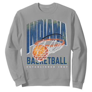 Indiana Basketball Throwback Sweatshirt Retro Hoop Graphic for IN Fans Since 1967 TS02 Sport Gray Print Your Wear
