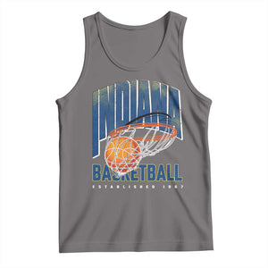 Indiana Basketball Throwback Tank Top Retro Hoop Graphic for IN Fans Since 1967 TS02 Deep Heather Print Your Wear