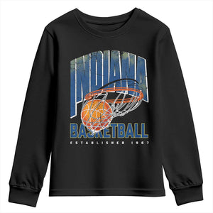 Indiana Basketball Throwback Youth Sweatshirt Retro Hoop Graphic for IN Fans Since 1967 TS02 Black Print Your Wear