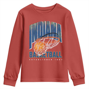 Indiana Basketball Throwback Youth Sweatshirt Retro Hoop Graphic for IN Fans Since 1967 TS02 Red Print Your Wear